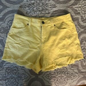 Aerie Yellow Distressed Jean Shorts